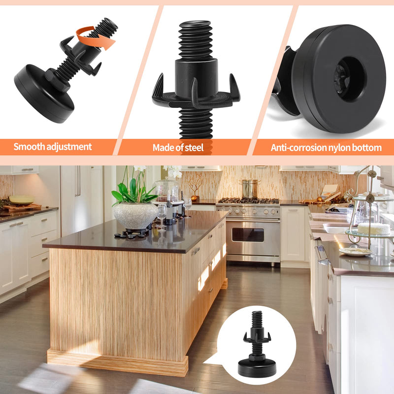 Furniture Levelers, Adjustable Leveling Feet for Furniture Leg Levelers, Table Chairs Cabinets Sofa Raiser, Heavy Duty Support 1320LBs, T- Nut Kit 3/8”-16 Thread, Large Base (4 Set, Black) 4 Set - NewNest Australia