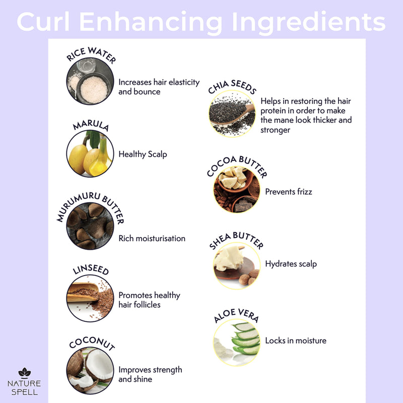 Curl Enhancing Hair Mask for Curly Hair by Nature Spell 400ml – Infused with Rice Water & Linseed, For All Curl Types, Sulphate Free Hair Mask, 100% Vegan, Made in the UK, white - NewNest Australia