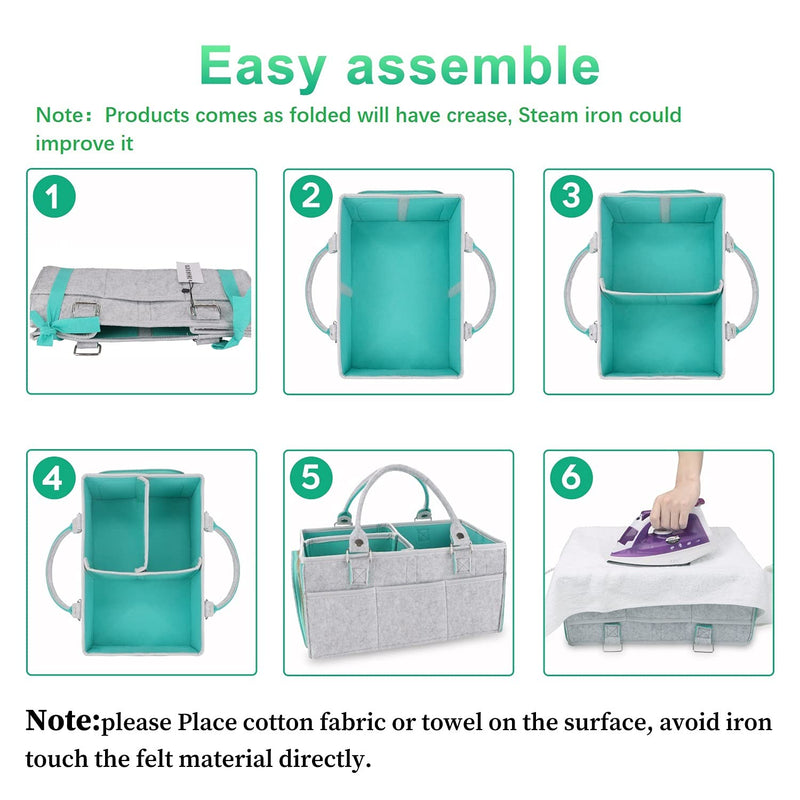 Baby Diaper Caddy Organizer for Boy or Girl Large Nursery Storage Bin Basket Portable Holder Tote Bag for Changing Table and Car Baby Shower Gifts Newborn Essentials Stuff Registry Must Haves Item green - NewNest Australia