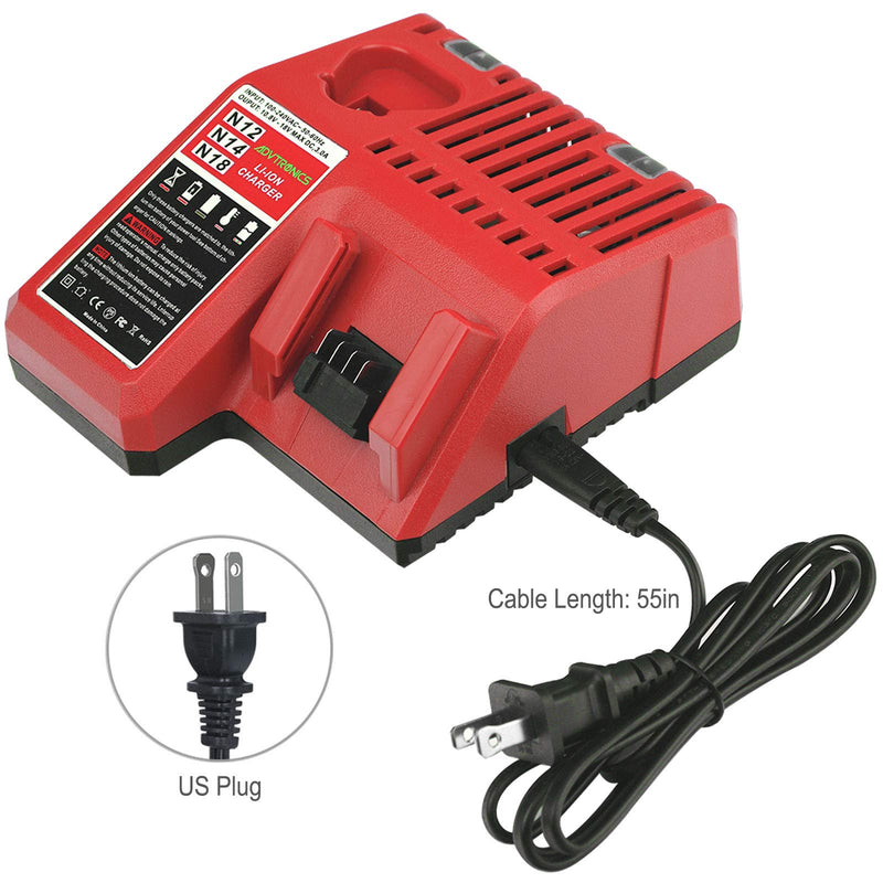 ADVTRONICS M12 & M18 Rapid Replacement Charger for Milwaukee 48-59-1812 M12 or M18 M14 Lithium Battery 48-11-2420 48-11-2440 48-11-1820 48-11-1840 48-11-1850 48-11-2401 48-11-1890 M12 M18 Charger - NewNest Australia