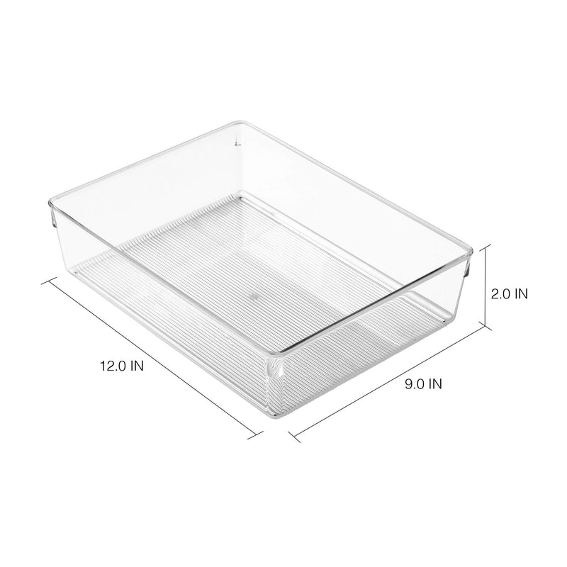 NewNest Australia - iDesign Linus Plastic Dresser and Vanity Organizer, Storage Bin for Bathroom, Bedroom, Office, Craft Room, Fridge, Freezer, Pantry, 12" x 9" x 3" , Clear Extra Large 