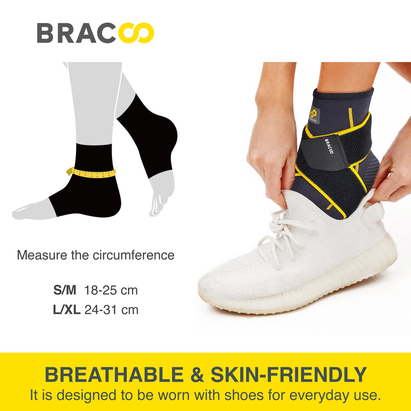 Bracoo Fs60 Foot Brace - Adjustable Ankle Brace, Ankle Protection, Breathable, Fuj Bandage For Sports Protection, Ankle Support For Men And Women (L/Xl, 1 Pair) - NewNest Australia