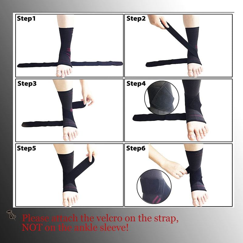 ABIRAM Foot Sleeve (Pair) with Compression Wrap, Ankle Brace For Arch, Ankle Support, Football, Basketball, Volleyball, Running, For Sprained Foot, Tendonitis, Plantar Fasciitis Black Small - NewNest Australia
