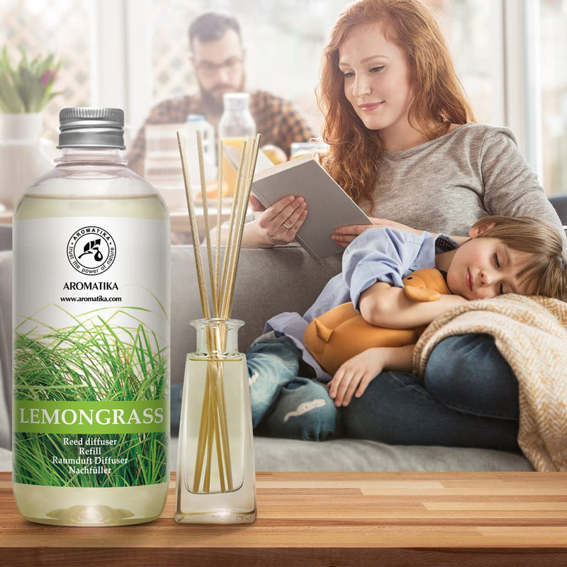 Room Fragrance Refill Lemongrass - Lemongrass 500 Ml - Refill Bottle With Natural Pure Essential Lemongrass Oil - Intensive & Long-Lasting Natural For Room - Kitchen - Best Room Air Freshener - NewNest Australia