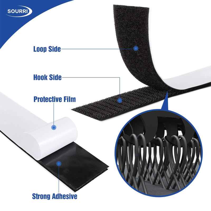 1 Inch x 26 Feet Hook and Loop Tape Sticky Back Fastener Roll, Nylon Self Adhesive Heavy Duty Strips Fastener for Home Office School Car and Crafting Organization 26ft x 1in Black 1 - NewNest Australia