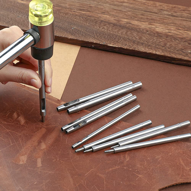 10 Pcs Leather Hole Punch Cutter 0.5mm-3.5mm Hollow Punch Set for Leather Crafting Round Hollow Tools for Watch Bands Belts Canvas Paper Rubber Soft Material Working - NewNest Australia