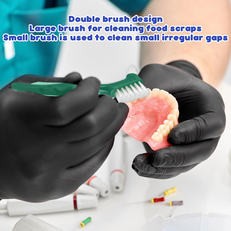 WLLHYF 3pcs Premium Hard Denture Brush, Denture Cleaning Brush, Portable Denture Double Sided Brush, Multi-Layer Bristles for Denture Care - NewNest Australia