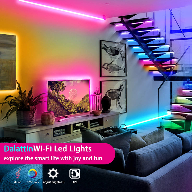 Smart Led Strip Lights WiFi 25ft Dalattin Compatible with Alexa Led Lights Music Sync 5050 16 Million Colors Changing Phone APP and 24 Key Remote for Home,Kitchen,TV,Party - NewNest Australia