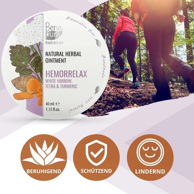 Benepura Haemorrhoids Ointment Swelling - Natural Ointment Against Haemorrhoids - White Yarrow Haemorrhoid Ointment Relieves Itching - Fissue Ointment With Turmeric - 40 Ml - NewNest Australia