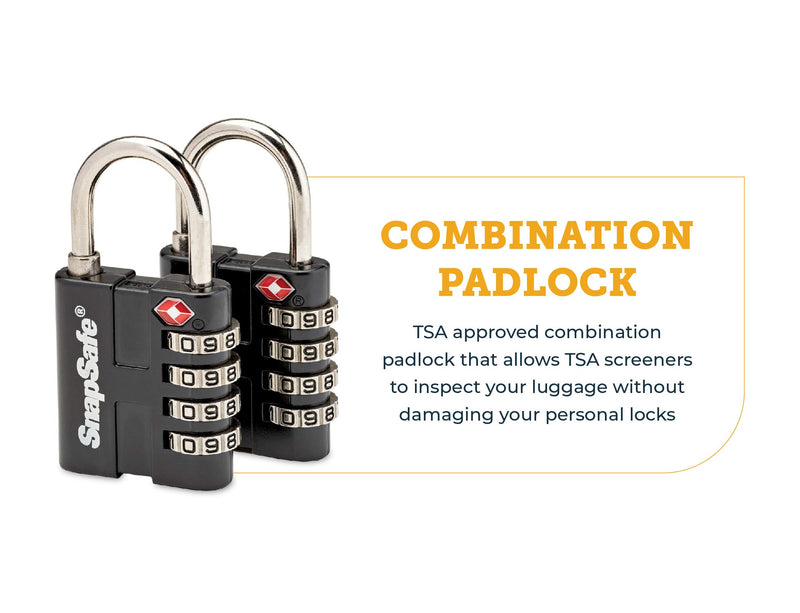 SnapSafe TSA Approved PadLocks 2 Pack, 76020 - All Metal 4 Digit Combination Locks with a Thick Shackle, Inspection Indicator, & Easy to Read Dials-Travel Lock for Hard Case Luggage/Gun Case/Backpacks - NewNest Australia