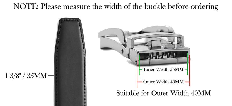 CHAOREN Ratchet Belt Replacement Strap 1 3/8”, Leather Belt Strap for 40MM Slide Click Buckle Mens Belt Black 28" to 38" Waist Adjustable - NewNest Australia