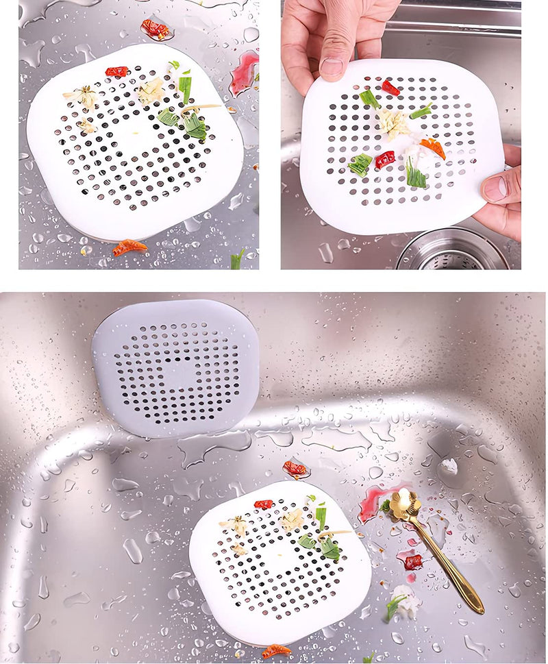 2 Pieces Shower Drain Hair Catcher Bathtub Stopper Home Drain Protectors Drain Cover with Sucker Water Trap Sink Cover for Bathroom Bathtub and Kitchen (Grey,White) Grey,White - NewNest Australia