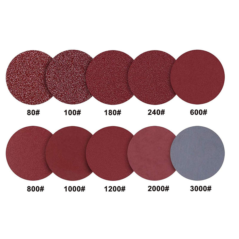 AchNau 4" Hook & Loop Sanding Discs Sanding Pads 80/100/180/240/600/800/1000/1200/2000/3000 Assorted Grits Pack of 100 - NewNest Australia