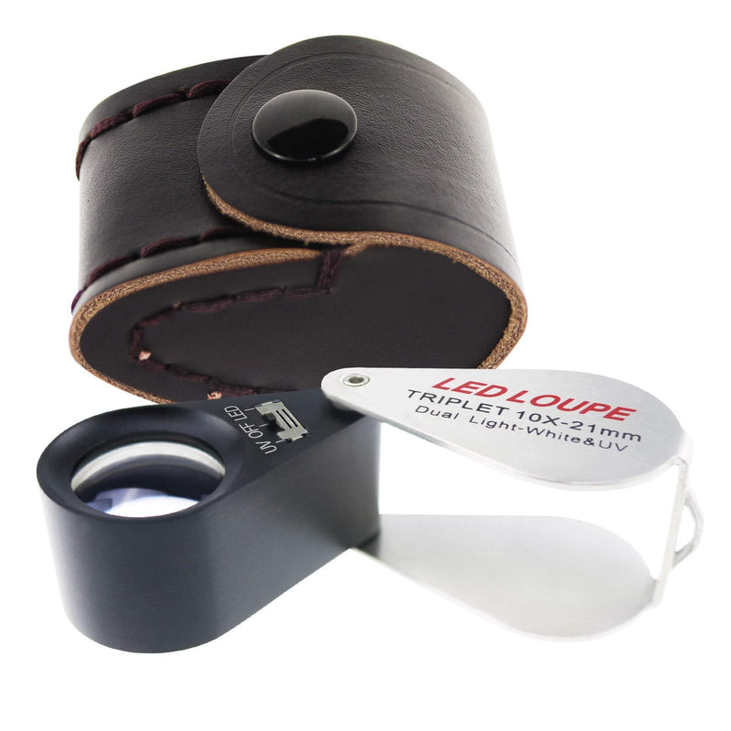 10x Magnifier Loupe Jewelry Jewelers Foldable Pocket Illuminated Magnifying Tool 21mm U V and LED Light for Eye Rocks Stamps Coins Watches Hobbies Antiques Gems 10x Magnification - NewNest Australia
