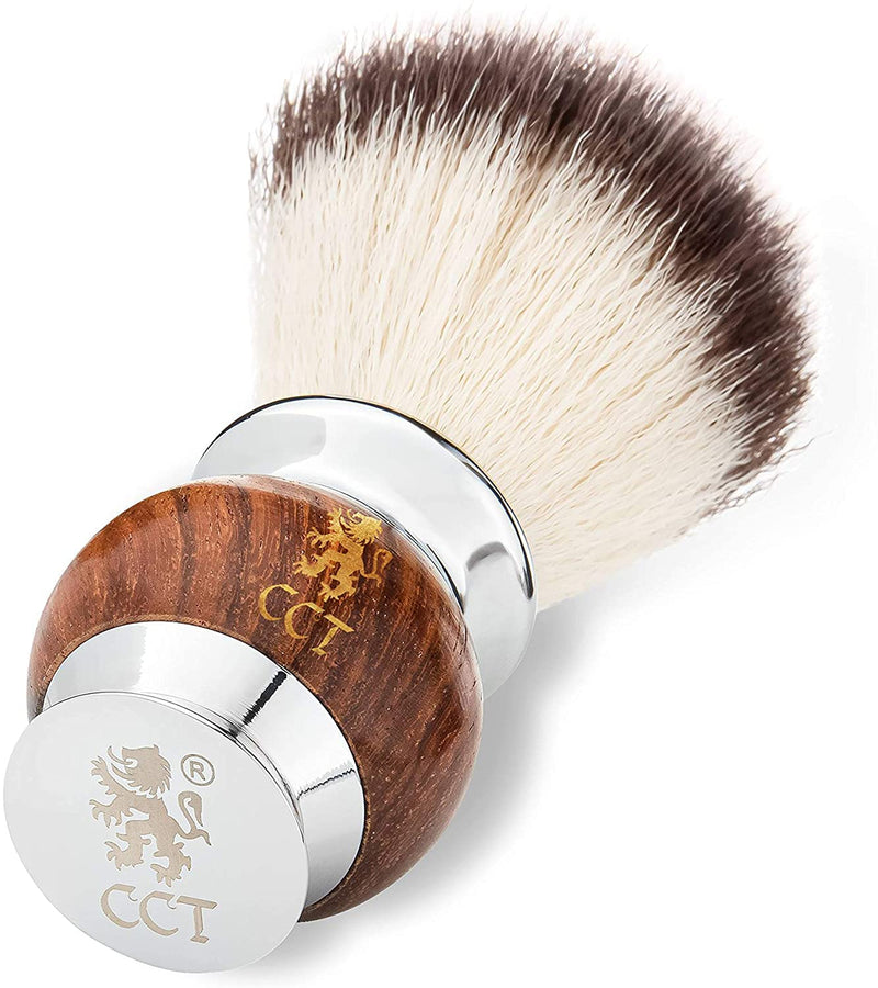 The Cambridge Cut Throat Premium Vegan Shaving Brush Made of Wood and Stainless Steel for Men - Imitation Badger Hair Shaving Brush - Great Men's Gift - NewNest Australia