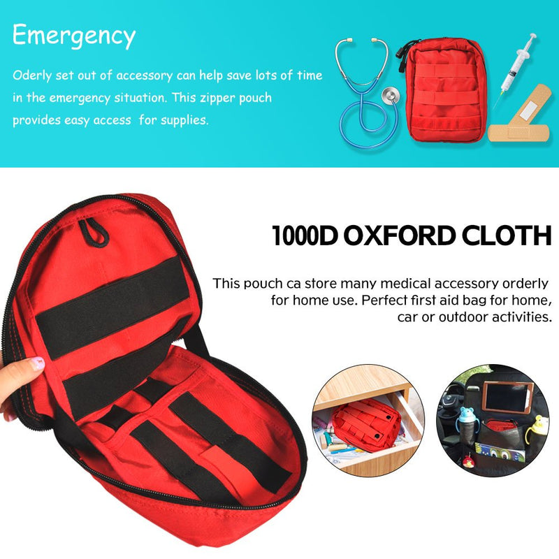 Yosoo Health Gear Tactical First Aid Bag, First Aid Kit Bag Empty For Car, Travel, Sports, Camping, Home, Hiking Or Office, Molle Emt Pouches Emergency Survival Kit-Red - NewNest Australia