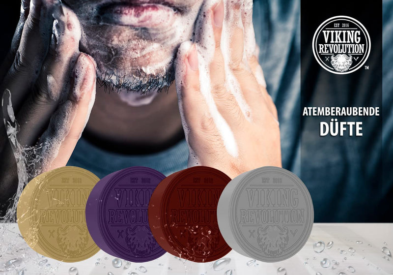 Viking Revolution shaving soap for men - shaving soap for use with shaving brush & bowl for a gentle wet shave, shaving soap, shaving soap set - pack of 4, 70 g each - NewNest Australia