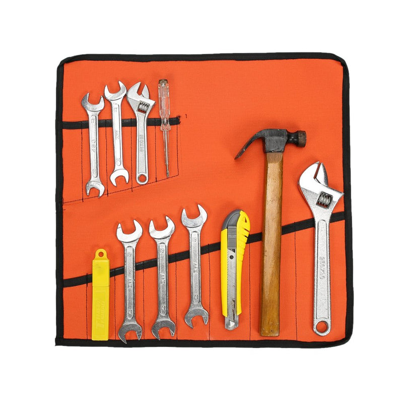 Heavy Duty Oxford Tool Roll Pouch Wrench Holder Organizer Bag With 12 Pockets Set Of 4(HGJ73) (Orange) Orange - NewNest Australia
