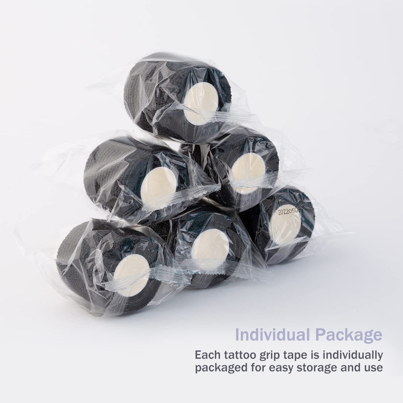 Ez Tattoo Grip Tape - Pack Of 24 (2.5 Cm X 4.5 M) Self-Adhesive Bandage For Swelling Of Wrist And Ankle Sprains, Disposable Roll Tattoo Grip Tube Tape For Tattoo Machine (Black) - NewNest Australia