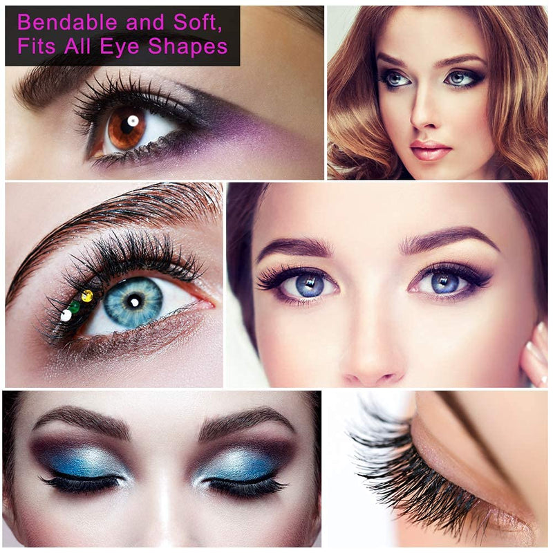 URAQT False Eyelashes,5 Pairs 3D Eye Lashes Natural Look, Faux Mink Fake Eyelashes, Reusable Handmade Soft Lashes Pack for Makeup Eyelashes Extension (Natural Look) #1 - NewNest Australia