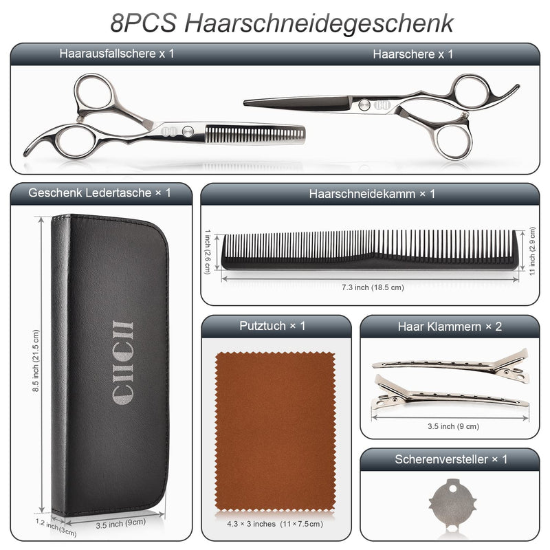 Hair Cutting Scissors, Ciicii Professional Hairdressing Scissors Set (Hair Scissors & Thinning Scissors) Hair Scissors Set For Men Women Pets Family Hairdresser Salon Silver Hair Scissors - NewNest Australia