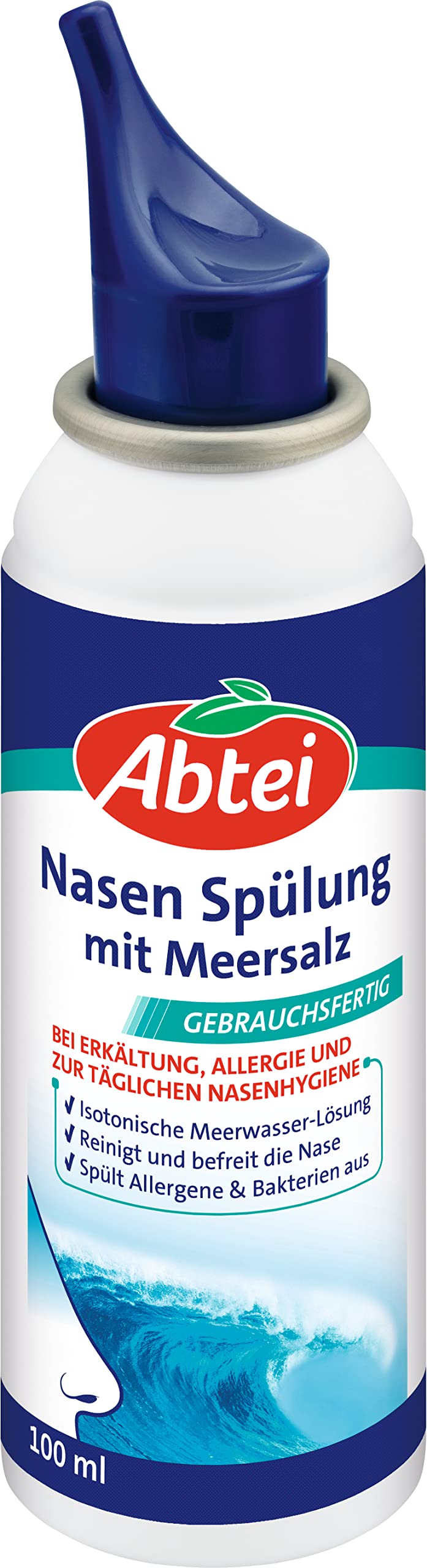 Abtei nasal rinse with sea salt - ready to use and 100% natural - with sea water - for colds, allergies and for daily nasal hygiene - 100 ml 100 ml (pack of 1) - NewNest Australia