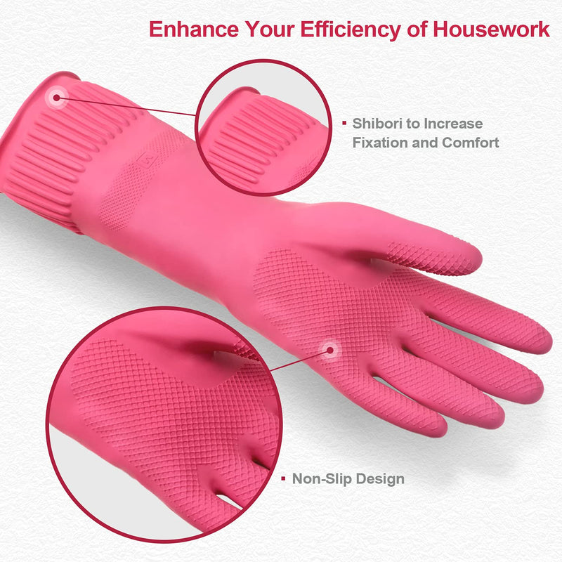 DABOGOSA Mamison 2 Pairs Reusable Waterproof Household Dishwashing Cleaning Rubber Gloves, Non-Slip Kitchen Glove(Medium) - NewNest Australia