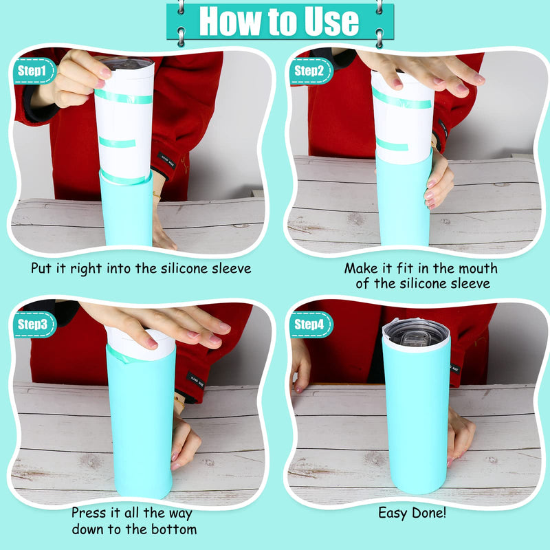 Hysagtek 2 x Silicone Wraps for Seamless Sublimation Tumblers 20oz Silicone Sublimation Wrap Silicone Band Sleeve for Straight Blanks Cup with Gloves, Transfer Tape for Sublimation Tumbler Heat Press - NewNest Australia