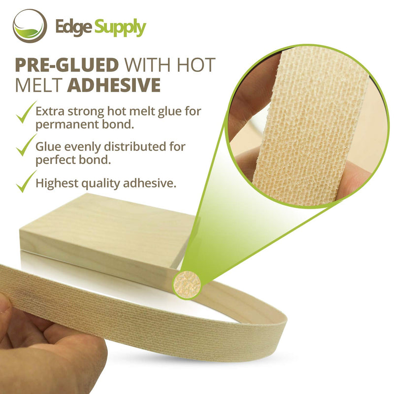 Edge Supply Maple 1/2” X 50' Roll of Plywood Edge Banding – Pre-glued Real Wood Veneer Edging – Flexible Veneer Edging – Easy Application Iron-on Edge Banding for Furniture Restoration – Made in USA 1/2" x 50' - NewNest Australia