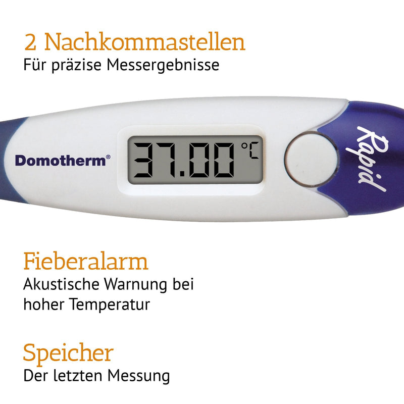 Domotherm Rapid - digital clinical thermometer with 2 decimal places, measured value memory, flexible tip, suitable for babies and children - NewNest Australia