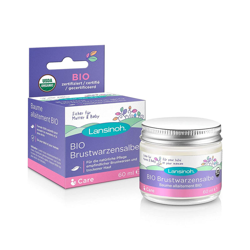 Lansinoh Organic Nipple Balm 60ml Natural Breastfeeding Cream, natural ingredients, tasteless, odourless, care for nipples when breastfeeding & dry skin when pregnant - NewNest Australia