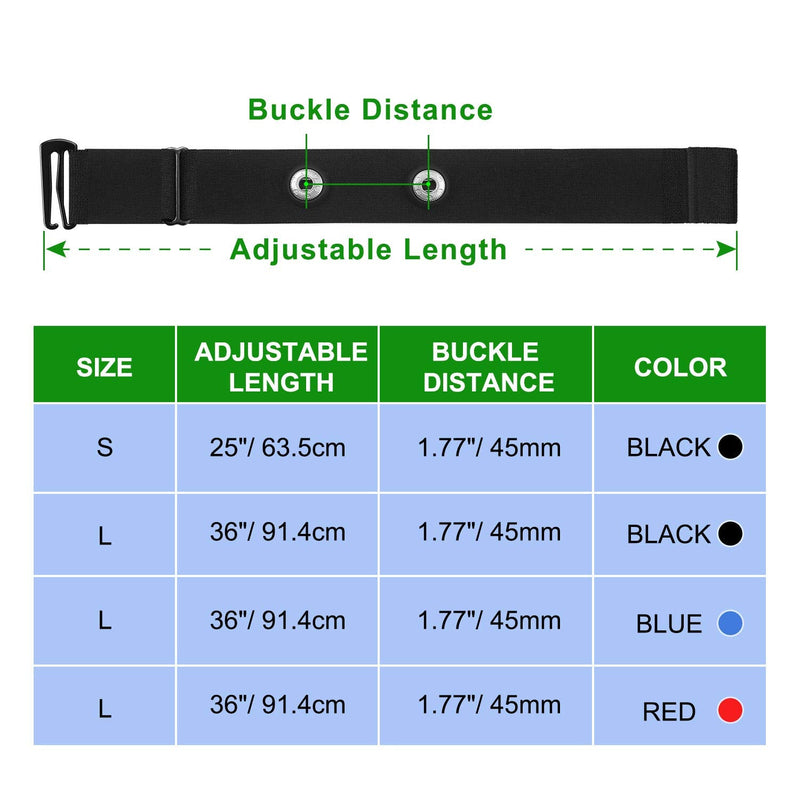 COOSPO Heart Rate Chest Strap Replacement, Adjustable Elastic Soft Fitnesss Chest Band, Colorful Replace HR Chest Belt for XOSS/Wahoo/Garmin/Shanren and More, Buckle Distance 45mm（NOT for Myzone） Black 36 inch - NewNest Australia