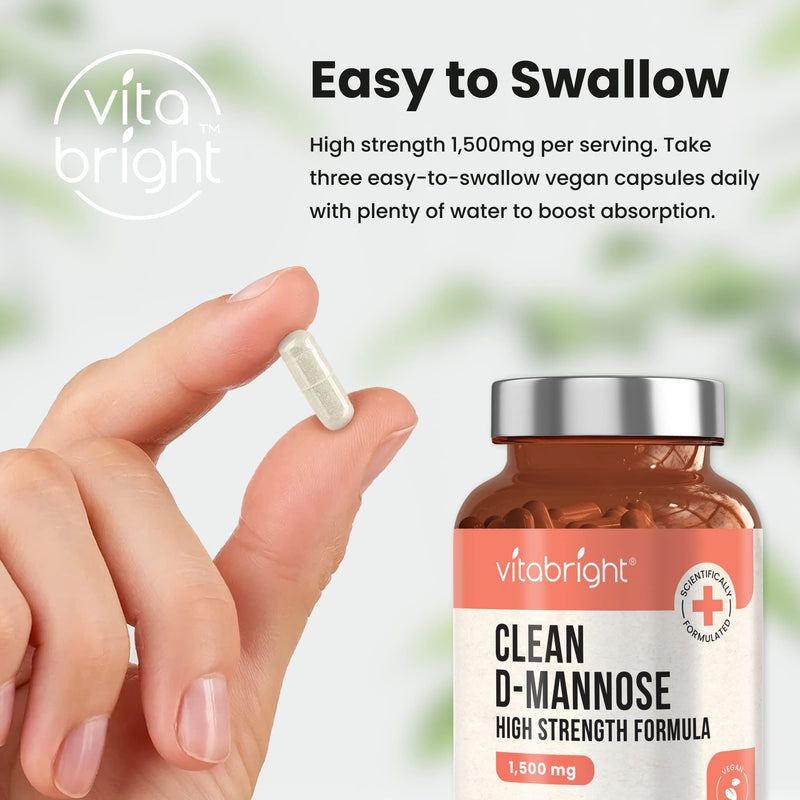 D-Mannose Capsules - 1500mg High Strength - 60 Capsules (20 Day Supply) - Contributes to Healthy Urinary Tract and Bladder - Clean Natural Ingredients - Vegan - Made in UK by VitaBright 60 Count (Pack of 1) - NewNest Australia