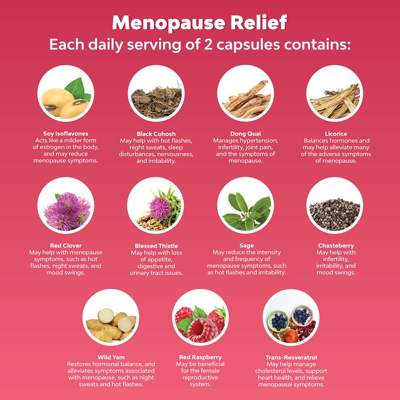 Natural Menopause Supplements for Women - Perfect for Hormonal Balance, Night Sweating & Hot Flashes Menopause Relief - Black Cohosh for Menopause & Adrenal Support with Resveratrol & Dong Quai - NewNest Australia