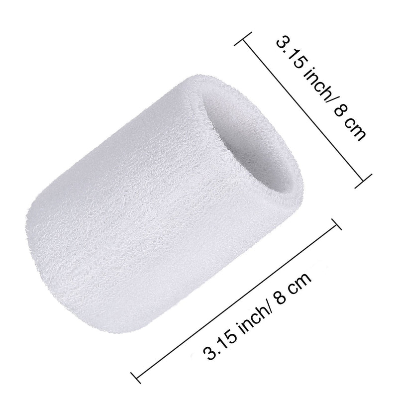 Bememo 12 Pack Sweatbands Sports Wristband Cotton Sweat Band for Men and Women, Good for Tennis, Basketball, Running, Gym, Working Out White - NewNest Australia