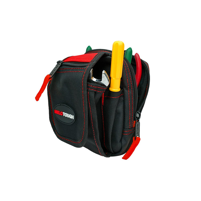 MELOTOUGH Heavy Duty Tradesman Pro Tool Pouch with Various Sized Pockets and Electrical Tape Thong,Hammer Holder Electricians Tool Pouch 10 Pockets red color - NewNest Australia