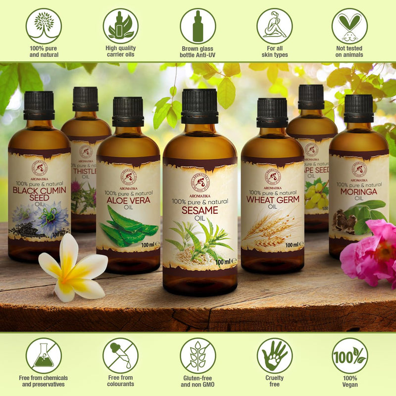 Sesame Oil 100Ml - Sesamum Indicum - Mexico - 100% Natural And Pure Oil - Cold Pressed And Refined - For Beauty - Body - Cosmetics - Hair - Massage Sesame Oil - NewNest Australia