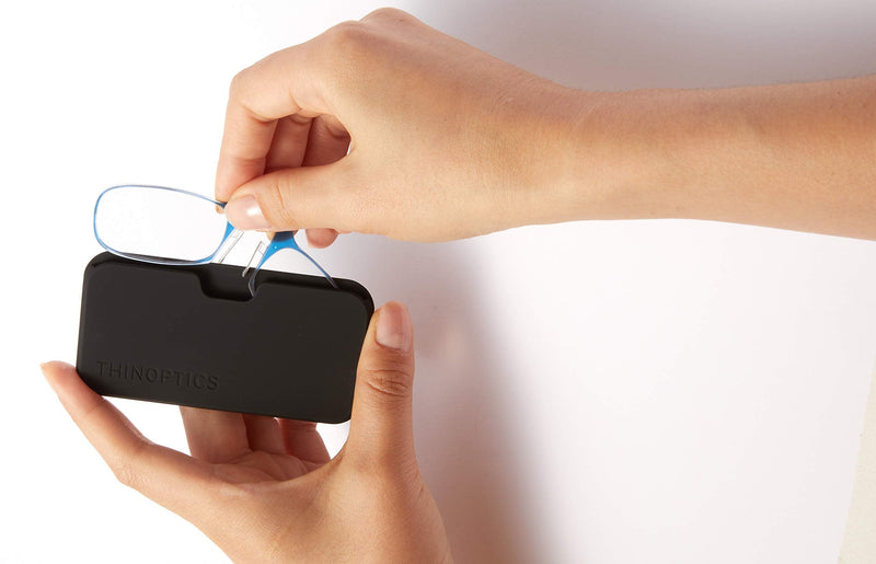 ThinOptics Reading Glasses 1.00 Black Frames With Universal Compact Case - Compact Foldable Reading Glasses 1.00 Strength With Flex-Fit Technology +1.0 - NewNest Australia