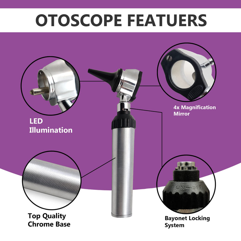 Fiber Optic ENT Set Otoscope Kit for Adults Children Ear Healthy Tool for Nurses Adults Children Baby Elderly Pets Animals Veterinary Otoscope - NewNest Australia