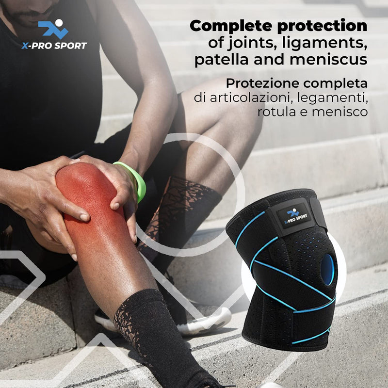Knee Brace with Side Stabilizers, X-Pro Sport Adjustable Patella Meniscus Cruciate Ligament Support, Professional Breathable Orthopedic Brace for Men and Women - NewNest Australia
