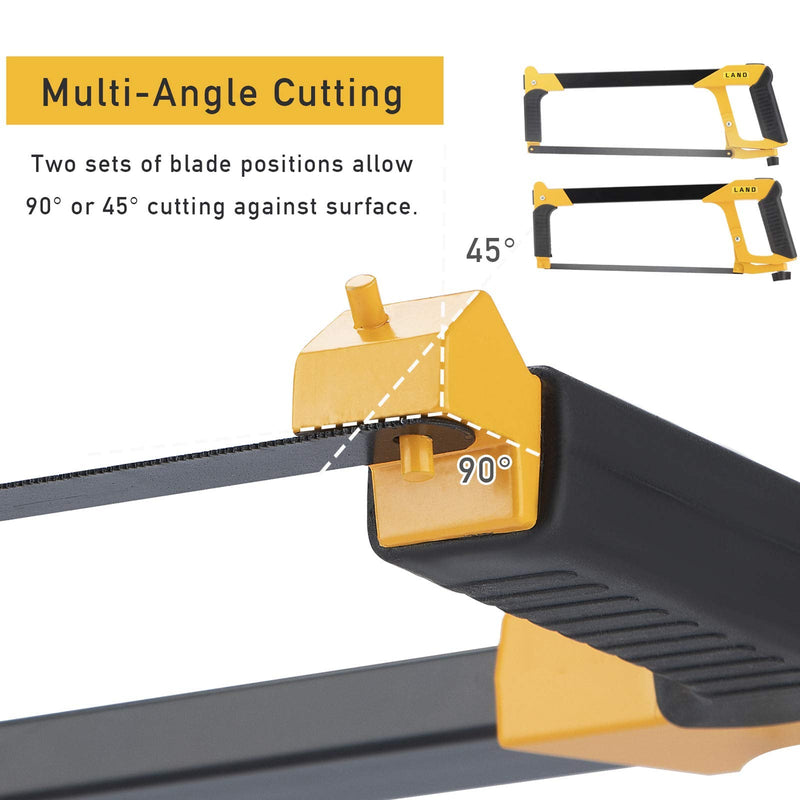 LAND 12 Inch Hacksaw - Heavy Duty Coping Saw with 4 Extra High-Carbon Steel Blade, for PVC, Pipe, Carpentry - NewNest Australia