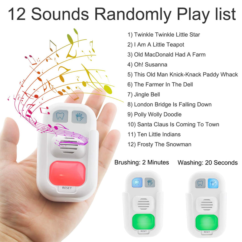 NewNest Australia - LUXSWAY Kids Musical Timer for Teethbrushing with 3 Level Volume, 20 Seconds Handwash Timer and 2 Minutes Teeth Brush Timer Musical for Kids Training, Battery Powered Indicator LED Light 
