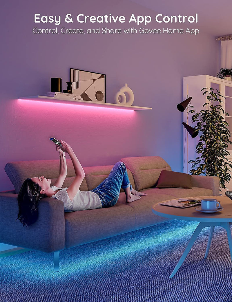 Govee RGB LED Strip Lights, 16.4ft Bluetooth LED Lights with App Control, Color-Changing, 64 Scenes and Music Sync LED Lights for Bedroom, Room, Kitchen, Party, ETL Listed Adapter - NewNest Australia