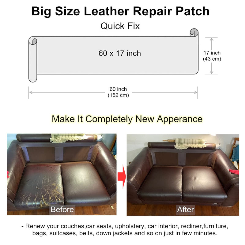 ILOFRI Large Leather Repair Patch 60x17 inch, Self Adhesive Vinyl and Leather Repair Tape Kit for Couch, Car Seat, Furniture, Upholstery, Sofa, Chairs, Handbags, Boots, Book Cover, Jacket - Beige - NewNest Australia
