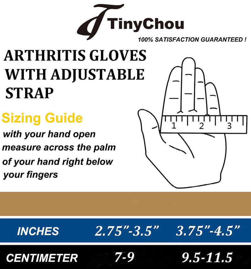 Tiny Chou 2 Pairs Copper Compression Arthritis Gloves with Adjustable Strap for Carpal Tunnel,Typing,Support (Small/Medium (2 Pairs)) Black Small/Medium (2 Pairs) - NewNest Australia