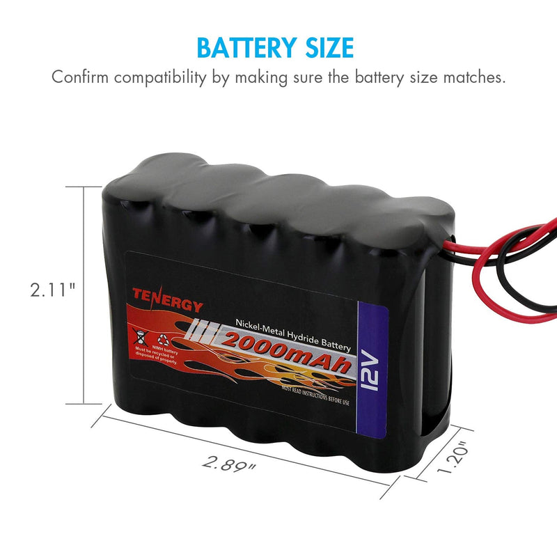 Tenergy NiMH Battery Pack 12V 2000mAh High Capacity Rechargeable Battery w/Bare Leads Replacement Battery Pack for DIY, Medical Equipments, LED Light Kit, RC Models, Portable 12V DC Devices and More 1 Count (Pack of 1) - NewNest Australia