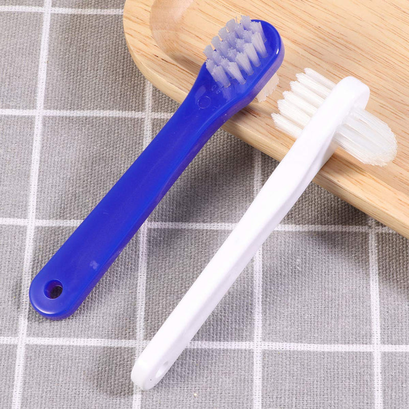 SUPVOX 2PCS false teeth brushes two-side t-shape denture toothbrush (white+blue) - NewNest Australia