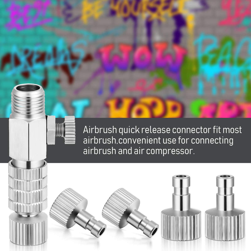 Airbrush Quick Release Coupling Adapter Kit Spray Gun Disconnect Adapter Set with 1/8 Inch 5 Male and Female Connectors and 1/8 Inch BSP Male and Female Connection with Adjustable Control Valve - NewNest Australia