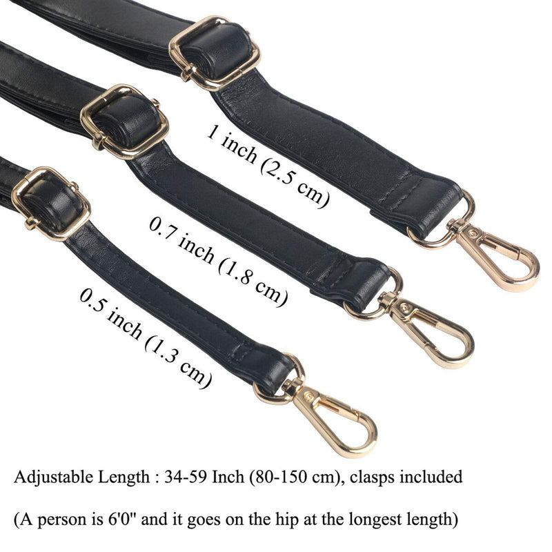 Beaulegan Purse Strap Replacement - Microfiber Leather - 59 Inch Long Adjustable for Crossbody Shoulder Bag - 0.5 Inch Wide, Black/Gold Gold Clasp - NewNest Australia