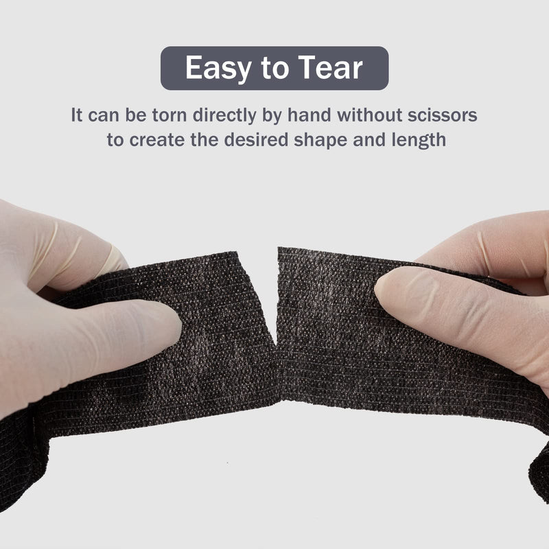 Ez Tattoo Grip Tape - Pack Of 12 (5 Cm X 4.5 M) Self-Adhesive Bandage For Swelling Of Wrist And Ankle Sprains, Disposable Roll Tattoo Grip Tube Tape For Tattoo Machine (Black) - NewNest Australia
